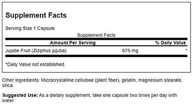 Swanson Jujube Fruit - Full Spectrum Herbal Supplement Promoting a Calm & Relaxed Mind - Natural Formula Supporting Stress & Mood Support - (60 Capsules 675mg Each)