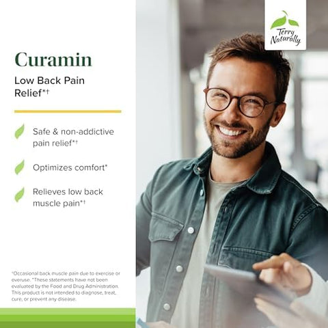 Terry Naturally Curamin Low Back Pain Relief 60 Capsules With Curcumin Boswellia & Dlpa Nongmo Vegan Gluten 20 Total Servings