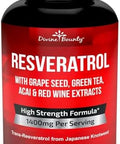 Divine Bounty Resveratrol Supplement - 1400Mg Extra Strength Formula With Grape Seed Extract, Green Tea Extract, Red Wine Extract - 60 Veggie Capsules