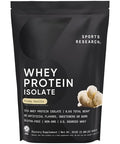 Sports Research Whey Protein Isolate - Sports Nutrition Protein Powder 25G Per Serving - 2.06Lb Bag Whey Protein - Vanilla Flavor - Bulk Protein Powder 26 Servings