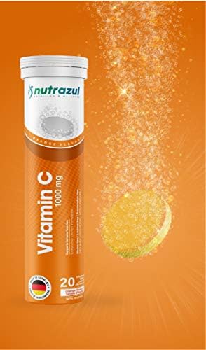 Nutrazul Vitamin C 1000Mg Effervescent Tablets- Orange 20S (Pack Of 3) Gluten Lactose Sugar & Preservative