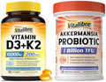 Vitamin D3 K2 10000 IU D3 and Akkermansia Muciniphila Probiotic 1 Billion TFU