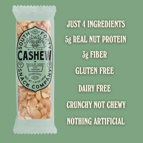 South 40 Snacks Cashew Nut Bar, 1.4 OZ
