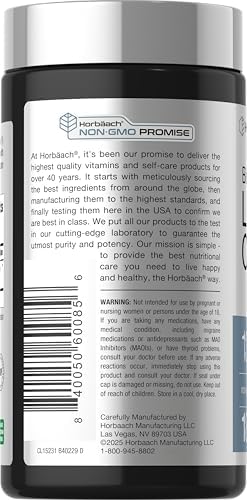 Horbaach Lithium Orotate 130mg 180 Capsules NonGMO Gluten Free Vegan 5mg Bioavailable Elemental Lithium