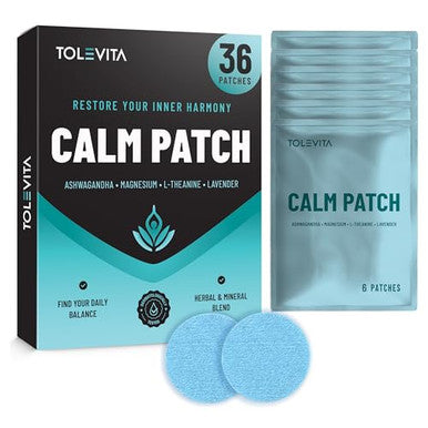 Tolevita Calm Patches Blue Relaxation And Stress Relief With Gaba Ashwagandha Ltheanine Passion Flower Magnesium Herbal Mood And Calm Support 36 Pcs