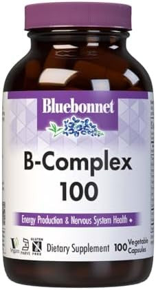 Bluebonnet Nutrition B Complex Complete Full Spectrum Vitamin B6 B12 Biotin Folate Vegan Vegetarian Gluten Soy & Milk Kosher 100 Count