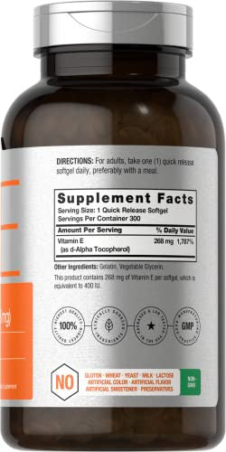 Horbaach Vitamin E Softgel Capsules 300 Count 400 Iu