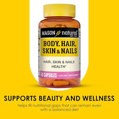 Mason Natural Body Hair Skin & Nails With Vitamins A C E & Biotin Supports Healthy Hair Skin & Nails 60 Capsules