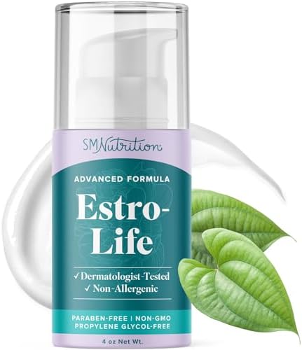 Smnutrition Advanced Estrolife Balancing Skin Cream For Women Cosmetic Skin Cream With Estriol Wild Yam Black Cohosh Vitamin A Black Currant Oil & Manganese Paraben 80 Applications 4Oz Pump