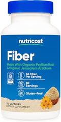 Nutricost Fiber Capsules With Prebiotic Fiber Supplement 300 Capsules Made With Organic Psyllium Husk & Organic Jerusalem Artichoke 60 Servings Gluten 3 G Per Serving