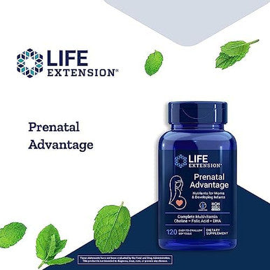 Life Extension Prenatal Advantage Supplement ÃƒÂ¢Ã¢â€šÂ¬Ã¢â‚¬Å“ Comprehensive Prenatal Vitamin For Pregnant Women - Complete Multivitamin For Healthy Brain With Dha - Non-Gmo, Gluten--120 Softgels