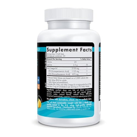 Nordic Naturals Ultimate Omega Sport 2X Lemon Flavor - 60 Soft Gels - 2150 Mg Omega-3 - Nsf Certified Fish Oil With Epa & Dha - Heart & Muscle Health Recovery - Non-Gmo 30 Servings