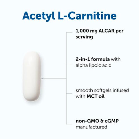 Micro Ingredients Acetyl L-Carnitine (Alcar) 1000 Mg Per Serving 240 Softgels 2-In-1 Formula With Alpha Lipoic Acid Made With Mct Oil Non-Gmo Gluten Free