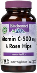 Bluebonnet Vitamin C 500 Mg Plus Rosehips Vegetable Capsules 180 Count