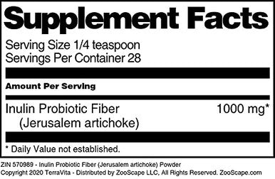 Terravita Inulin Probiotic Fiber (Jerusalem Artichoke) Powder (1 Oz, Zin: 570989)