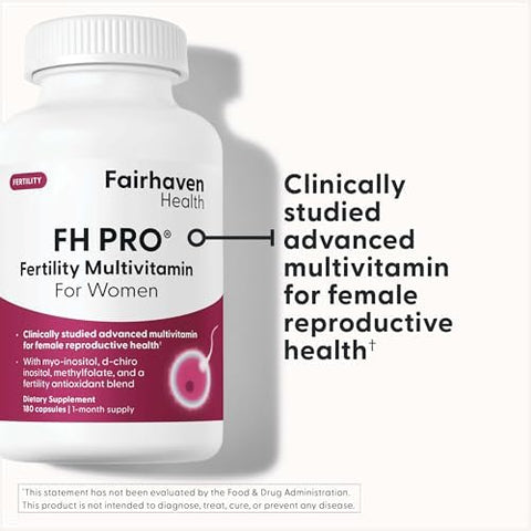 Fairhaven Health Fh Pro For Women Clinically Studied Fertility Supplements For Women Aids Ovulation Hormonal Balance & Regular Cycles Conception For Her Fertility Support 180 Capsules
