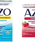 Azo Complete Feminine Balance Daily Probiotics For Women (30 Count) Cranberry Urinary Tract Health Supplement (50 Count)