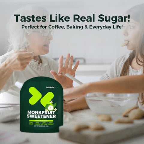 Lesweet Monk Fruit Sweetener 16 oz and Lesweet Classic Zero Calorie Sweetener, Erythritol Sweetener with Stevia Extract 16 oz
