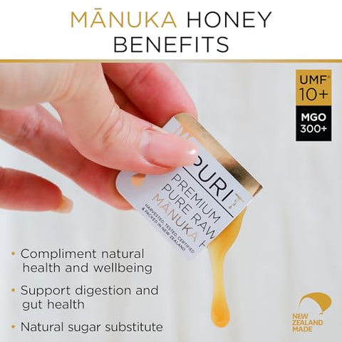 PURITI Genuine Raw Manuka Honey Snaps On The Go - UMF 10+ (MGO300+) 21 x 0.18oz Individual Snap Packets, Single Serve Honey Sticks for Tea, Travel & Snacks, Certified, Authentic Made in New Zealand