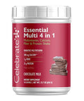 Celebrate Vitamins Essential Multi 4-In-1 Powder - Bariatric Multivitamin, 500Mg Calcium, 4G Fiber, 25G Protein Shake Mix - Chocolate Milk (14 Servings)