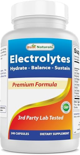 Best Naturals Electrolytes Hydratebalance Sustain Premium Formula 240 Capsules. Gluten And Nongmo.