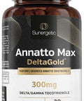 Sunergetic Premium Annatto Tocotrienol Supplement " With Deltagold " Tocotrienols Vitamin E 300 Mg " Supports Liver Immune & Heart Health Delta + Gamma Tocotrienols (30 Liquid Capsules)