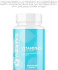 Revive Md Vitamin D3 Supplement 5000 Iu - High Potency Cholecalciferol For Immune Support Calcium Absorption Bone & Muscle Health - Non-Gmo Dietary Supplement With No Fillers - 60 Softgels