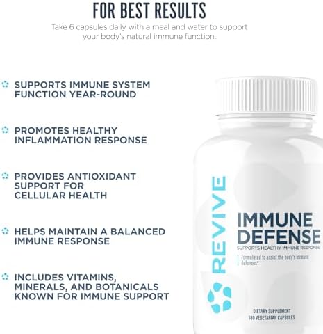 Revive Md Immune Defense Immune Support Supplement - Immunity Health With Zinc Elderberry Vitamin C & Vitamins Booster For Men & Women - Vegan Gluten- & Soy- - 180 Vegetarian Capsules