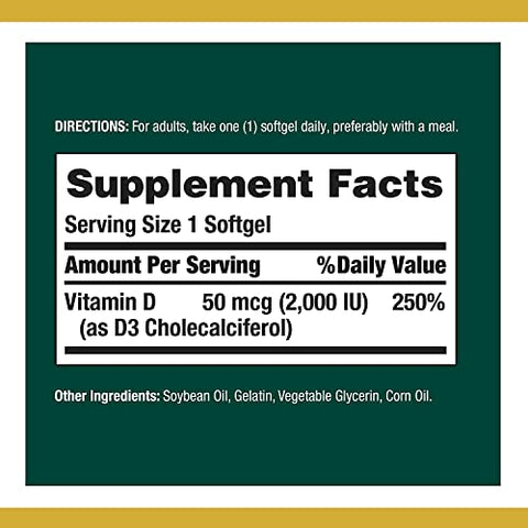 Nature'S Bounty Vitamin D 2000 Iu Softgels