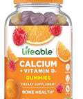 Lifeable Calcium With Vitamin D3 Gummies Calcium 500 Mg D3 1000 Iu Great Tasting Bone Strength Supplements For Bone Health Calcium Gummies For Women Men 60 Gummies