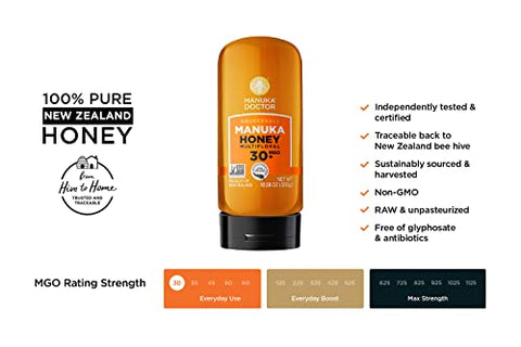 MANUKA DOCTOR - MGO 30+ Multifloral SQUEEZY and MGO 525+ Monofloral Manuka Honey Value Bundle, 100% Pure New Zealand Honey. Certified. Guaranteed. RAW. Non-GMO