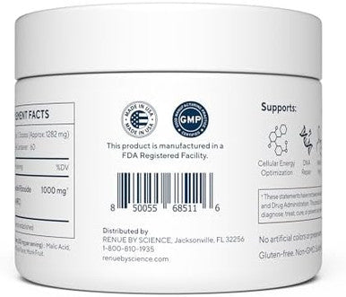Renue By Science Nicotinamide Riboside 1000Mg Nicotinamide Powder - High Strength Nr Nad Powder Sublingual Citrus Burst Flavor Manufactured In The Usa & Third-Party Tested 60 Servings