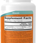 Now Foods Supplements, Zinc Picolinate 50 Mg, Supports Enzyme Functions, Immune Support, 30 Veg Capsules