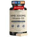 VINATURA HMB 3000mg and Vitamin D3 Supplement Muscle Defense with HMB (BetaHydroxy BetaMethylbutyrate) Vitamin D3 (1600 IU) Labs Tested and NSF Certified for Sport 120 Capsules