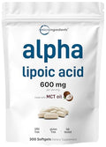 Micro Ingredients Alpha Lipoic Acid 600Mg With Mct Oil 300 Softgels Ala Supplement For Liver Antioxidants Nerve Cardiovascular Health Support Non-Gmo Gluten-Free Soy-Free