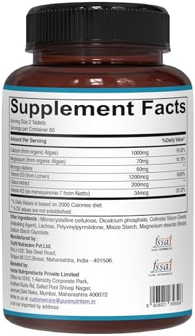 Pure Nutrition Vitamin D3 K2 + CalD PlantBased Calcium Vegan D3 From Lichen Bundle Pack