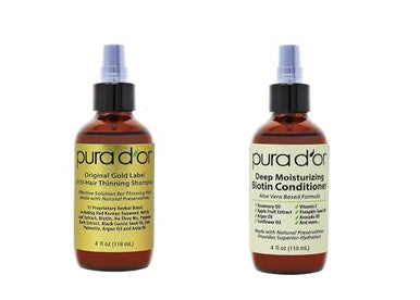 Pura D'Or Anti-Thinning Biotin Shampoo & Deep Moisturizing Conditioner Original Gold Label Set (16Oz X2) Natural Earthy Scent Clinically Tested Effective Results