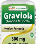 Best Naturals Graviola Capsules Annona Muricata 600 Mg 120 Count