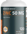 Bronson Zinc 50 Mg High Potency One Year Supply Supports Immune, Antioxidant & Skin Health - Non-Gmo, 360 Vegetarian Tablets