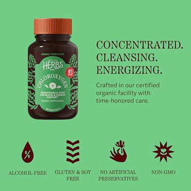 Herbs Etc. ChlorOxygen Chlorophyll Concentrate Softgels High Potency Chlorophyll for Detoxification Support