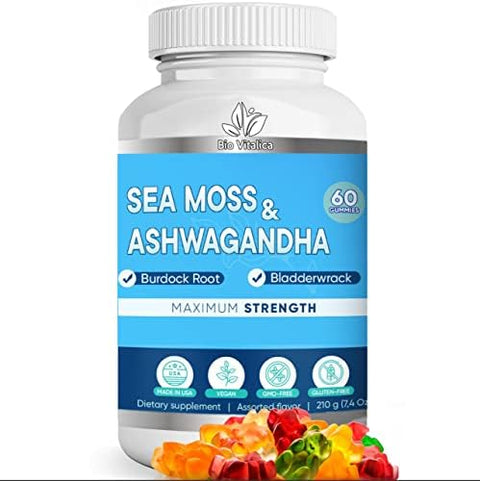 BIO VITALICA Sea Moss Ashwagandha and Sea Moss Gummies (Bundle) Irish sea Moss raw Organic Bladderwrack Burdock Root