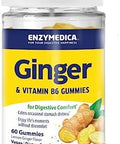 Enzymedica Ginger & Vitamin B6 Gummies Support For Occasional Nausea & Indigestion High Potency Equivalent To 200 Mg Ginger Extract 60 Count