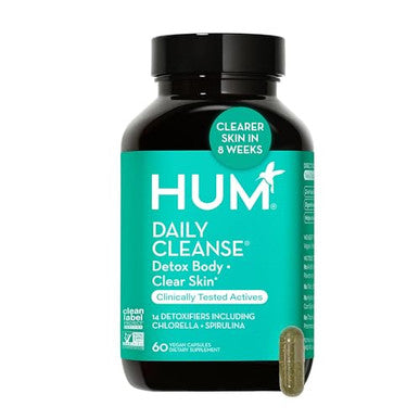 Hum Daily Cleanse Acne Supplement Gut Cleanse Detox For Clear Skin With Organic Algae Detoxifying Herbs Zinc & Spirulinaclear Skin Supplement (60 Capsules)