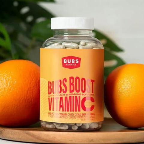 BUBS Naturals BUBS Boost Vitamin C with Bioflavonoids: Antioxidant and Immune Support Vitamin for Active Lifestyles and Collagen Production (90 Count)