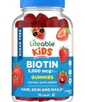 Lifeable Sugar Free Kids Biotin Gummies 5000mcg Great Tasting Biotin Supplement Biotin Gummies for Hair Growth Skin and Nail Health Hair Vitamins for Kids Boys Girls 90 Gummies
