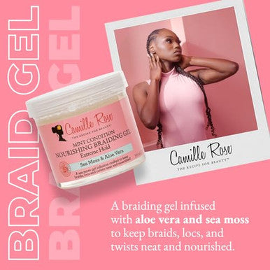Camille Rose Mint Condition Braid GelWith Aloe And Sea MossFor MoistureShineAnd Curly To Coily Hair Types12 Oz