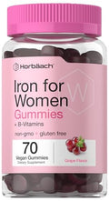 Horbaach Iron Gummies for Women 70 Count Grape Flavor Supplement with B Vitamins Folate and Zinc Vegan NonGMO and Gluten Free