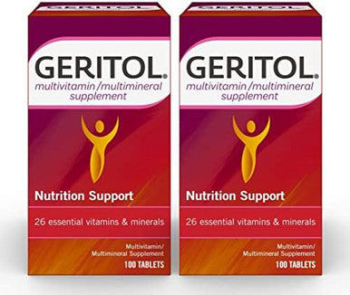Geritol Multivitamin Nutritional Support Tablets Balance Of 26 Essential Vitamins And Minerals 100Count Bottles (Pack Of 2)