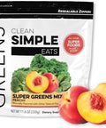 Clean Simple Eats Super Greens Powder Naturally Flavored Greens Powder With Chlorella Spirulina Superfoods & Prebiotic Fiber No Artificial Ingredients Gluten Peachy Greens Flavor 30 Srvgs