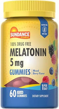 Sundance Melatonin Gummies 5Mg 60 Count Mixed Berry Flavor Vegan Nongmo & Gluten Supplement For Adults